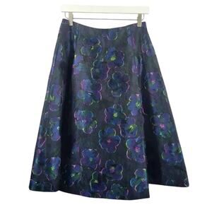 Kate Spade Floral Clip Dot A Line Skirt Size 6 Blue Iridescent